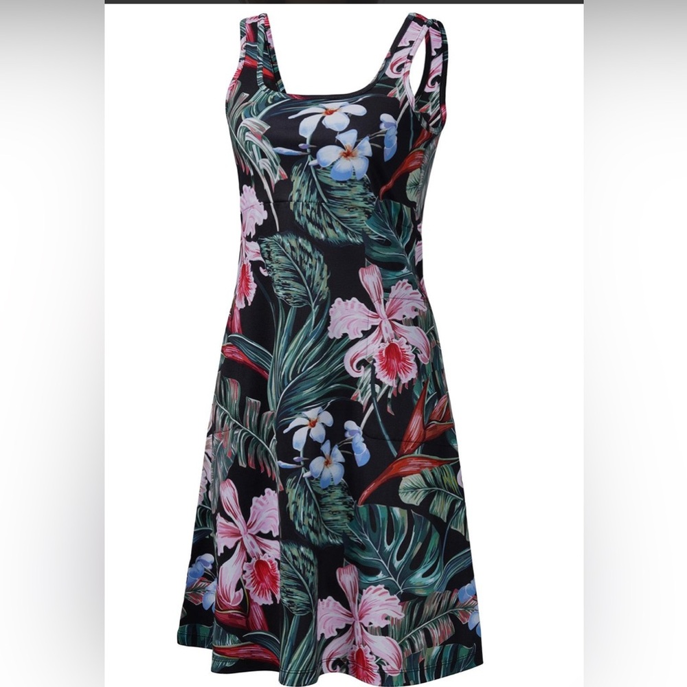 Lightbare UPF 50 plus Floral tank Tropical Print Dress